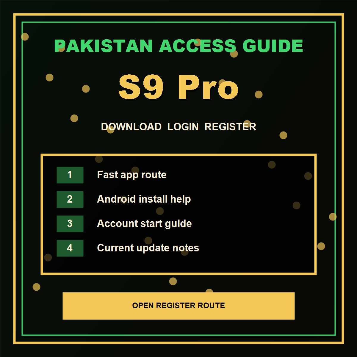 S9 Pro Pakistan download, login and register support visual